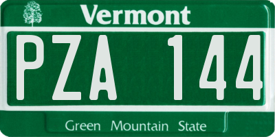 VT license plate PZA144