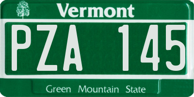 VT license plate PZA145