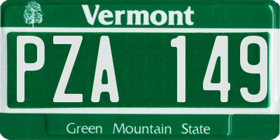 VT license plate PZA149