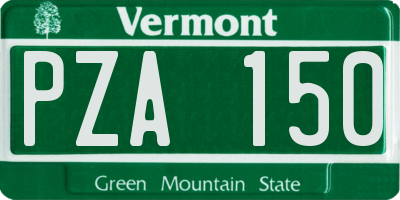 VT license plate PZA150