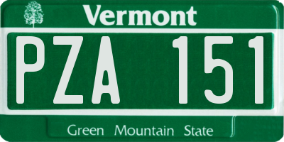VT license plate PZA151