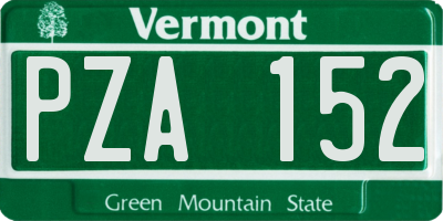 VT license plate PZA152