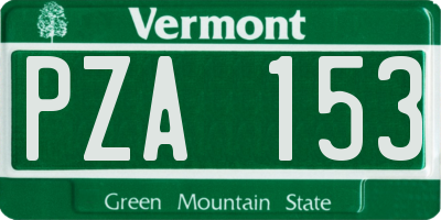 VT license plate PZA153