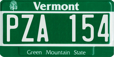 VT license plate PZA154