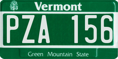 VT license plate PZA156