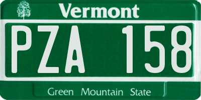 VT license plate PZA158
