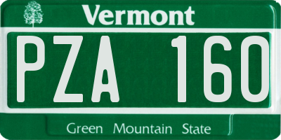 VT license plate PZA160