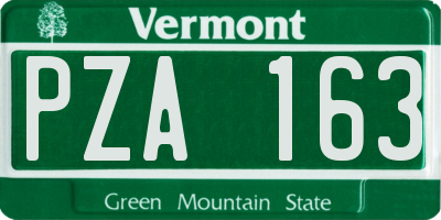 VT license plate PZA163