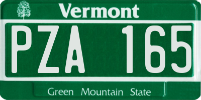 VT license plate PZA165
