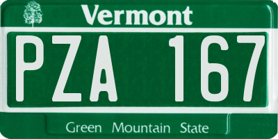 VT license plate PZA167