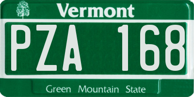 VT license plate PZA168