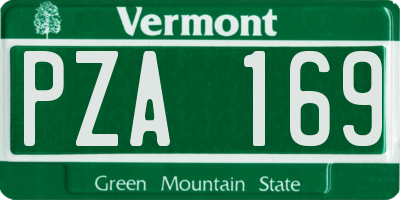 VT license plate PZA169