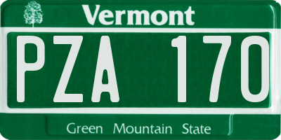 VT license plate PZA170