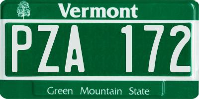 VT license plate PZA172