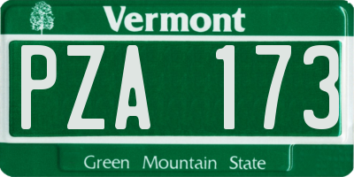 VT license plate PZA173