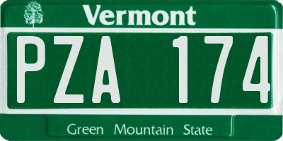 VT license plate PZA174