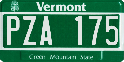 VT license plate PZA175