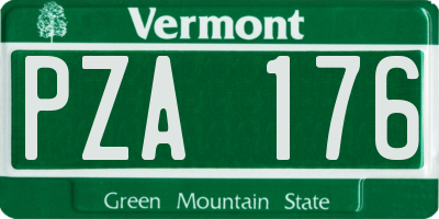 VT license plate PZA176