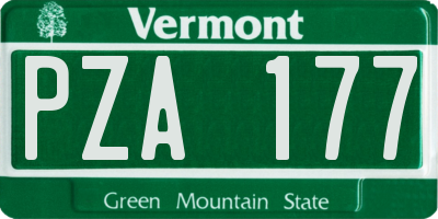 VT license plate PZA177