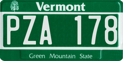 VT license plate PZA178