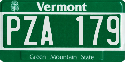 VT license plate PZA179