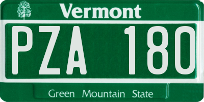 VT license plate PZA180