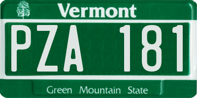 VT license plate PZA181