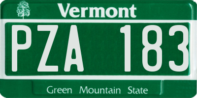 VT license plate PZA183