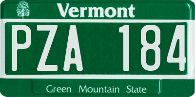 VT license plate PZA184