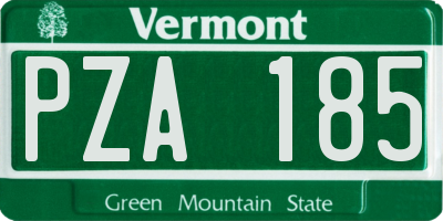 VT license plate PZA185