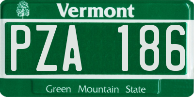 VT license plate PZA186