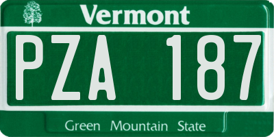 VT license plate PZA187