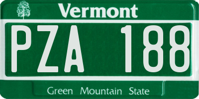 VT license plate PZA188