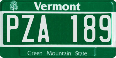 VT license plate PZA189