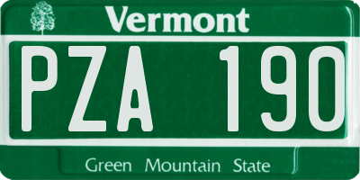 VT license plate PZA190