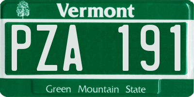VT license plate PZA191