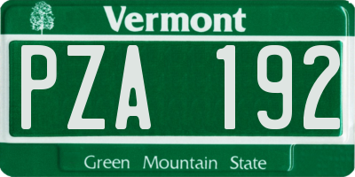 VT license plate PZA192