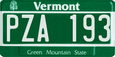 VT license plate PZA193
