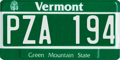VT license plate PZA194
