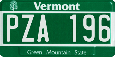 VT license plate PZA196