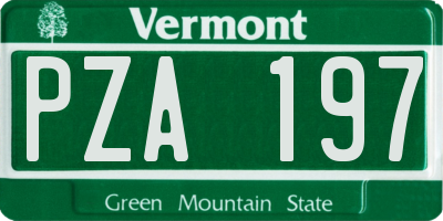 VT license plate PZA197