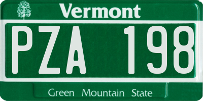 VT license plate PZA198