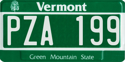 VT license plate PZA199