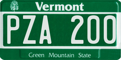 VT license plate PZA200