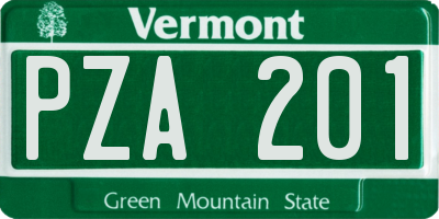 VT license plate PZA201