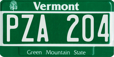 VT license plate PZA204