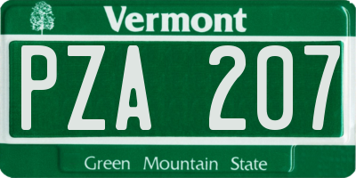 VT license plate PZA207