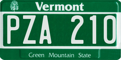 VT license plate PZA210