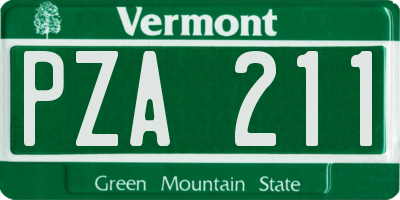 VT license plate PZA211