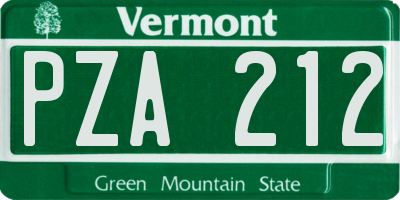 VT license plate PZA212